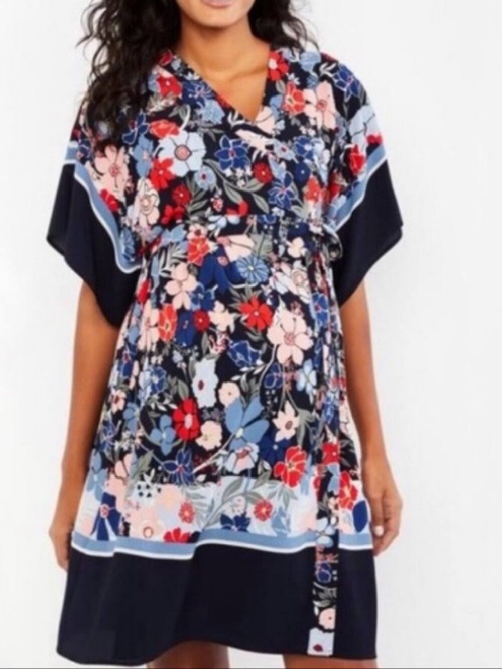 Floral Wrap Knee Length Dress Motherhood Maternity